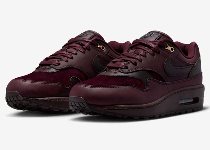 Burgundy Nike Air Max shoes.